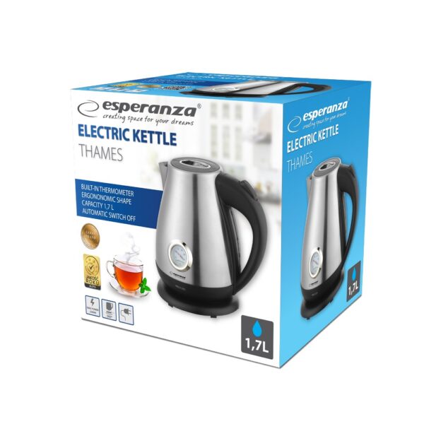 ESPERANZA CZAJNIK ELEKTRYCZNY THAMES 1.7 L SREBRNY MATOWY EKK029 - obrazek 3