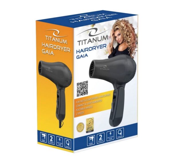 TITANUM SUSZARKA DO WŁOSÓW GAIA 750W BLACK TBH003K - obrazek 3