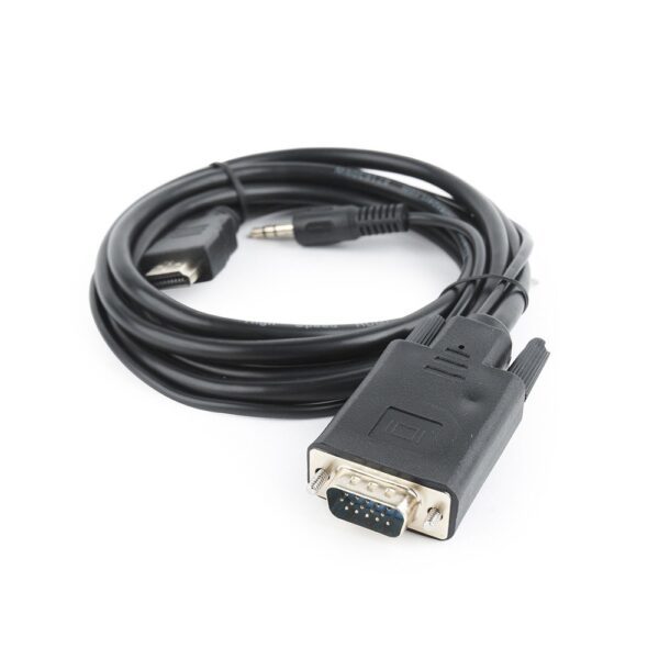 Adapter GEMBIRD A-HDMI-VGA-03-6 (HDMI M - D-Sub (VGA), Jack stereo 3,5 mm M; 1,8m; kolor czarny) - obrazek 2