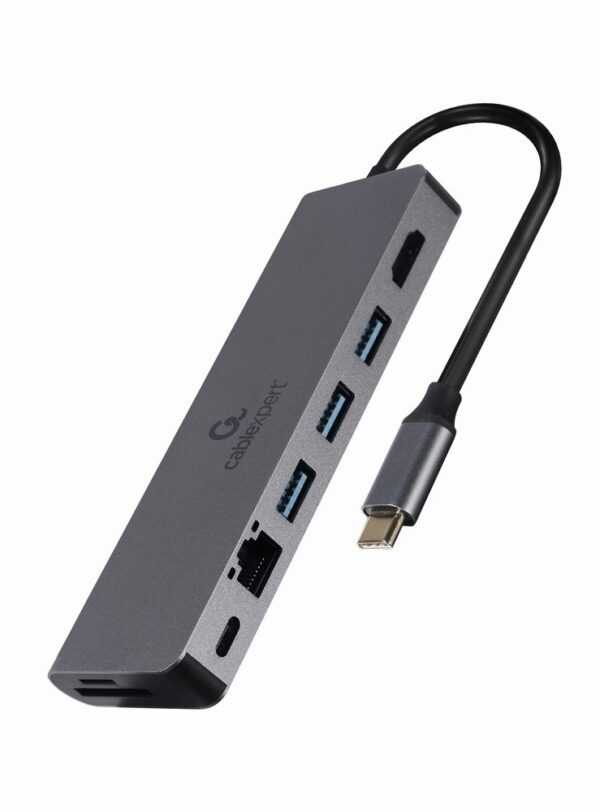 GEMBIRD MULTI ADAPTER USB TYP-C 5W1 HUB, HDMI, CZYTNIK KART, LAN, PD - 100W) - obrazek 3