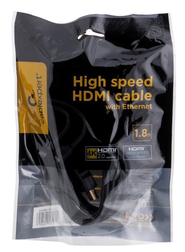 Kabel GEMBIRD CC-HDMI4-6 (HDMI M - HDMI M; 1,8m; kolor czarny) - obrazek 3
