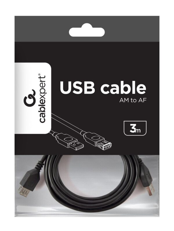 Kabel GEMBIRD CCP-USB2-AMAF-10 (USB 2.0 typu A F - USB 2.0 typu A M; 3m; kolor czarny) - obrazek 3