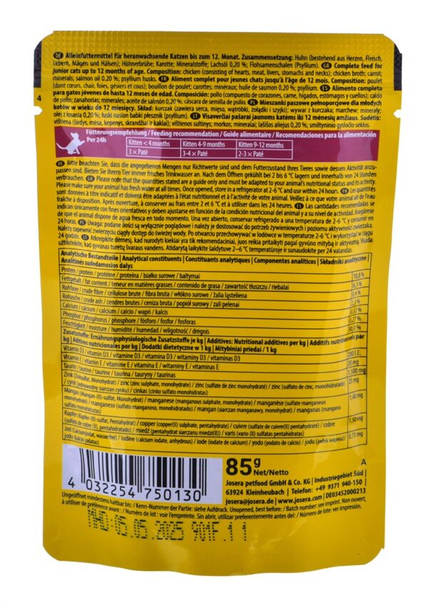 JOSERA Pate Kurczak i marchew - mokra karma dla kociąt - saszetka - 85 g - obrazek 2