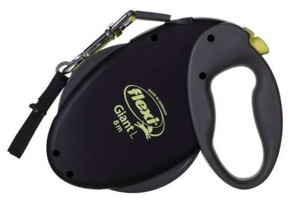 Smycz flexi automatyczna Giant L taśma 8 m - dla psa do 50 kg, kolor czarno-żółty - obrazek 2