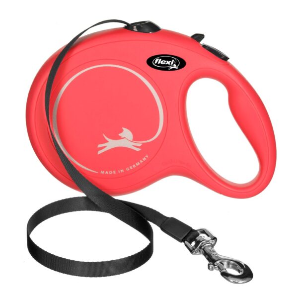 Smycz flexi automatyczna New Classic L taśma 5m - dla psa do 50kg, kolor czerwony - obrazek 2