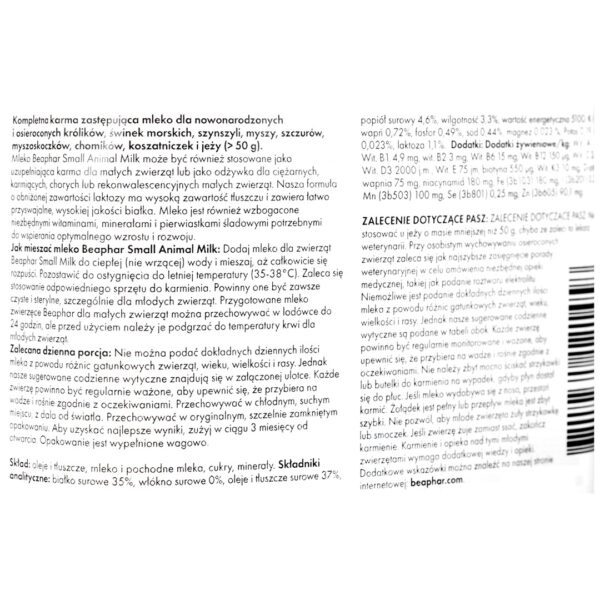 BEAPHAR - mleko dla małych zwierząt - 200g - obrazek 3