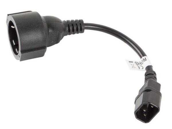 LANBERG PRZEDŁUŻACZ KABLA ZASILAJĄCEGO IEC 320 C14 -> SCHUKO(F), 20CM - obrazek 3