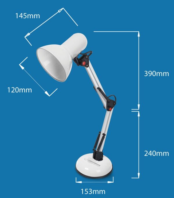 ESPERANZA LAMPKA BIURKOWA E27 AVIOR BIAŁA ELD112W - obrazek 4
