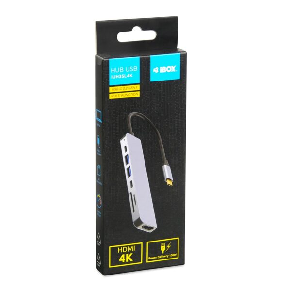 IBOX HUB USB IUH3SL4K SLIM USB3.2 HDMI 4K PD100W - obrazek 4