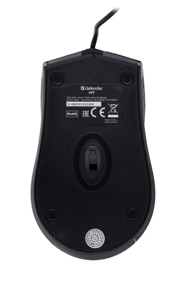 DEFENDER MYSZ PRZEWODOWA HIT MB-530 CZARNA OTPICAL 1000DPI 3P 52530 - obrazek 4
