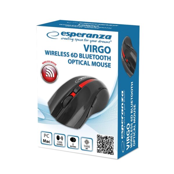 ESPERANZA MYSZ BLUETOOTH 6D VIRGO CZERWONA EM129R - obrazek 2