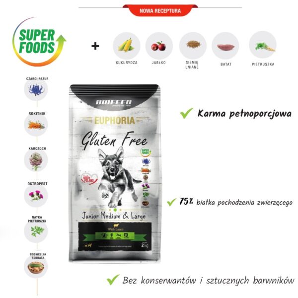 BIOFEED Euphoria G-F MID&MAXI jagnięcina 2kg - obrazek 2