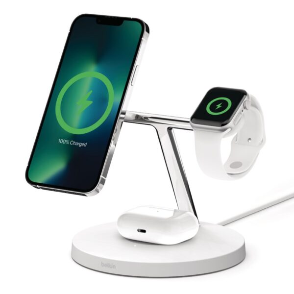 Ładowarka bezprzewodowa Belkin BoostCharge Pro 3-in-1 Wireless Charger with Official MagSafe Charging iPhone/Apple Watch/AirPods 15W White
