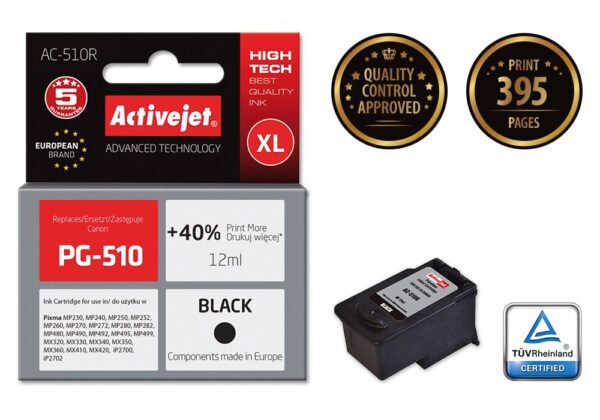 Activejet AC-510R Tusz (zamiennik Canon PG-510; Premium; 12 ml; czarny) - obrazek 2