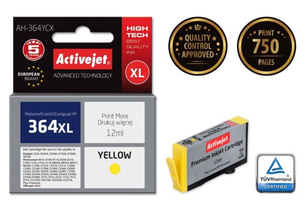 Activejet AH-364YCX Tusz (zamiennik HP 364XL CB325EE; Premium; 12 ml; żółty) - obrazek 2