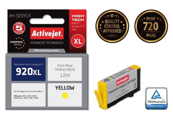 Activejet AH-920YCX Tusz (zamiennik HP 920XL CD974AE; Premium; 12 ml; żółty) - obrazek 2