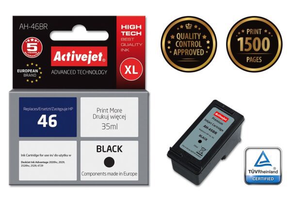 Activejet AH-46BR Tusz (zamiennik HP 46 CZ637AE; Premium; 35 ml; czarny) - obrazek 2