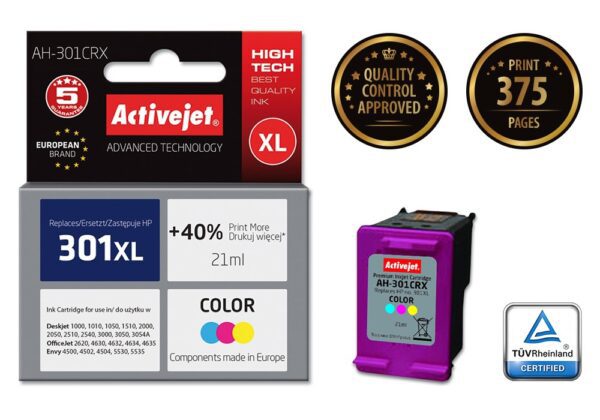 Activejet AH-301CRX Tusz (zamiennik HP 301XL CH564EE; Premium; 21 ml; kolor) - obrazek 2