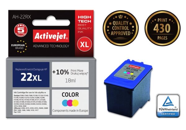 Activejet AH-22RX Tusz (zamiennik HP 22XL C9352A; Premium; 18 ml; kolor) - obrazek 2