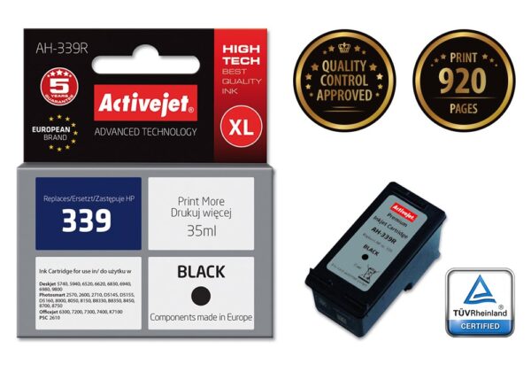 Activejet AH-339R Tusz (zamiennik HP 339 C8767EE; Premium; 35 ml; czarny) - obrazek 2