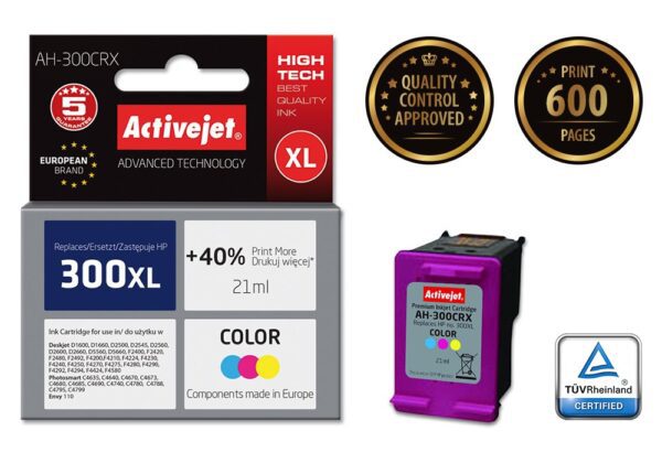 Activejet AH-300CRX Tusz (zamiennik HP 300XL CC644EE; Premium; 21 ml; kolor) - obrazek 2
