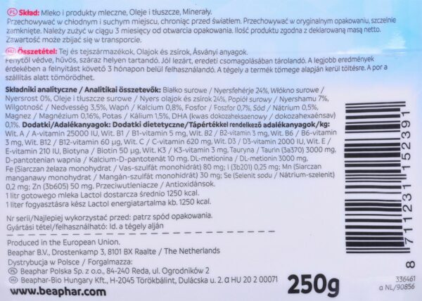 BEAPHAR LACTOL Kitty Milk - pokarm mleko zastępcze dla kociąt - 250g - obrazek 3