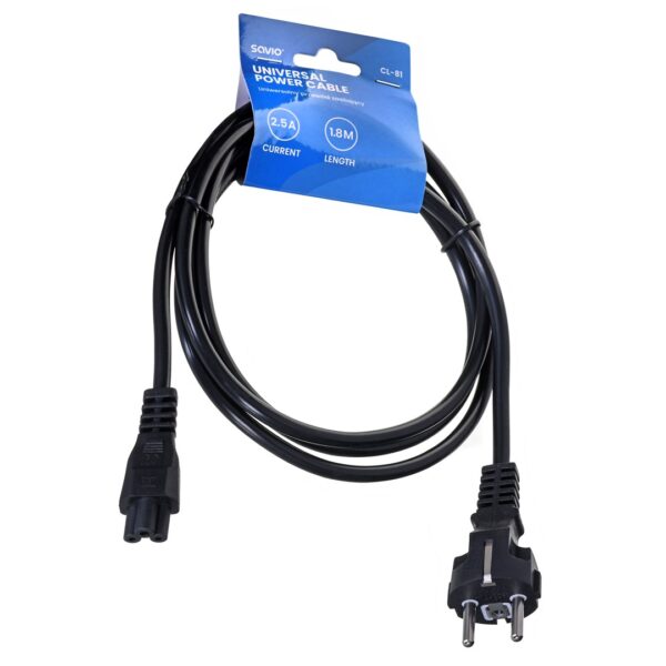 Kabel zasilający do notebooka SAVIO cl-81 (1,8m; kolor czarny) - obrazek 2