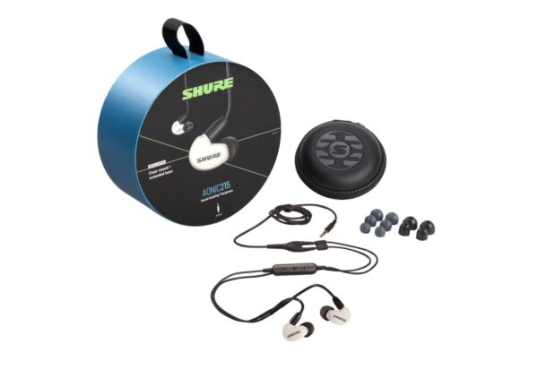 Shure SE215DYWH+UNI-EFS - Słuchawki douszne AONIC215 z pojedynczym przetwornikiem i kablem 3.5mm (białe) - obrazek 3